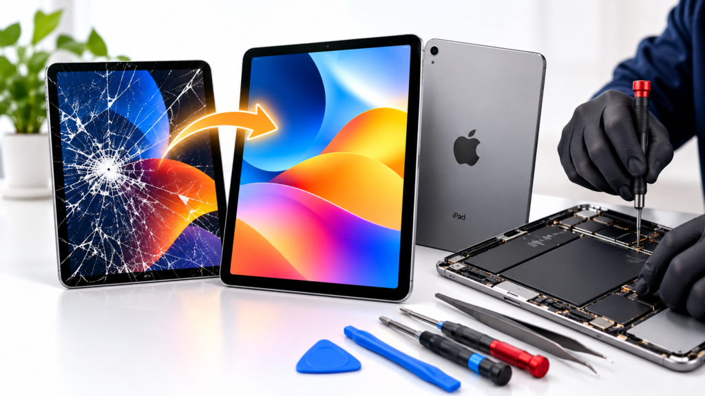 Cracked to Repaired iPad Repair Scene